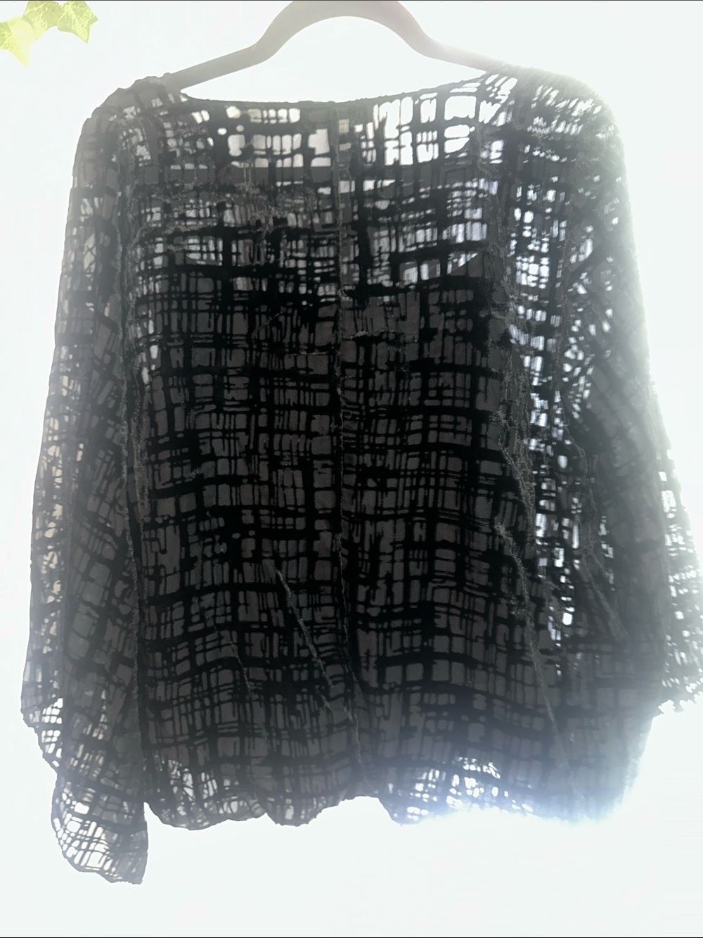 Alfani Black Sheer Grid-Print Blouse - Picture 8 of 8